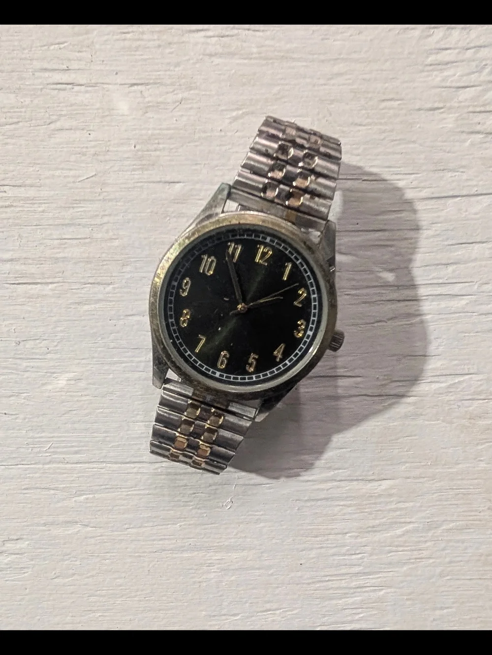 George Two-Tone Bracelet Black Dial Men's Watch